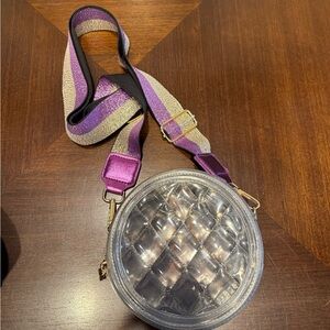 Clear Round Crossbody Bag with Purple Strap